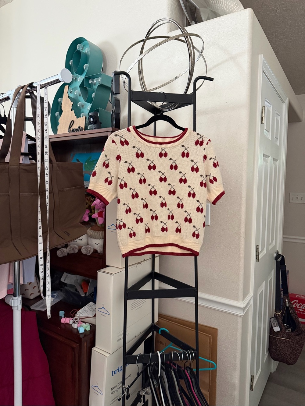 Cream & Red Cherry Knit Top - Women